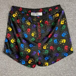 Addiction Boxer Shorts Mens L 100% Silk Black Handprint Novelty Don't Go There